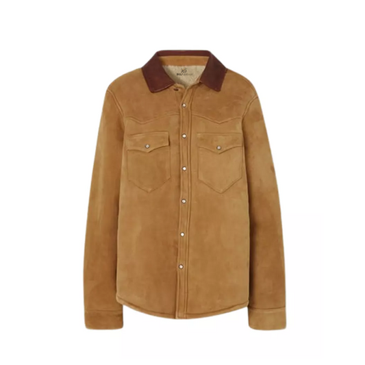 Women’s Camel Suede Classic Leather Shirt