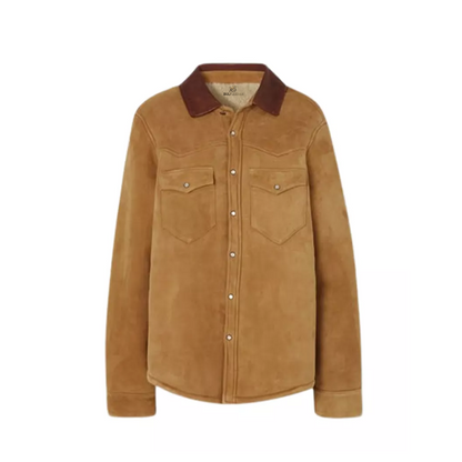 Women’s Camel Suede Classic Leather Shirt