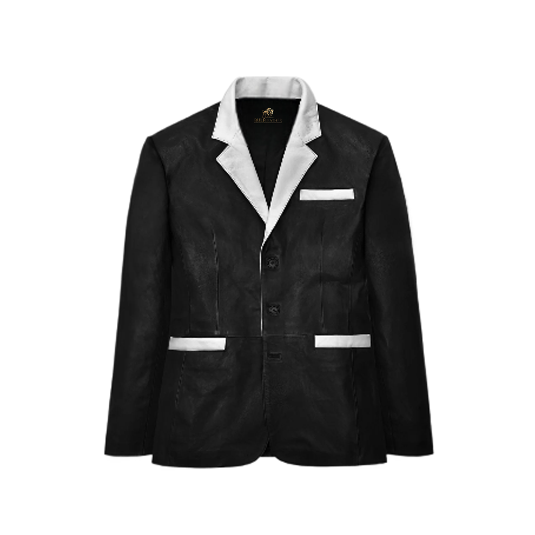 Mens Black Hampton Leather Blazer