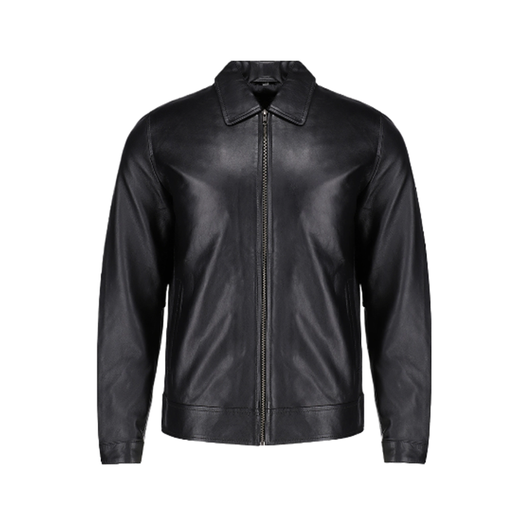 Men’s Harrison Black Harrington Leather Jacket