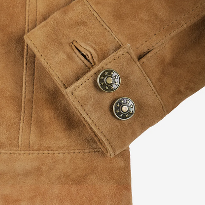 Women’s Light Brown Suede Trucker Jacket