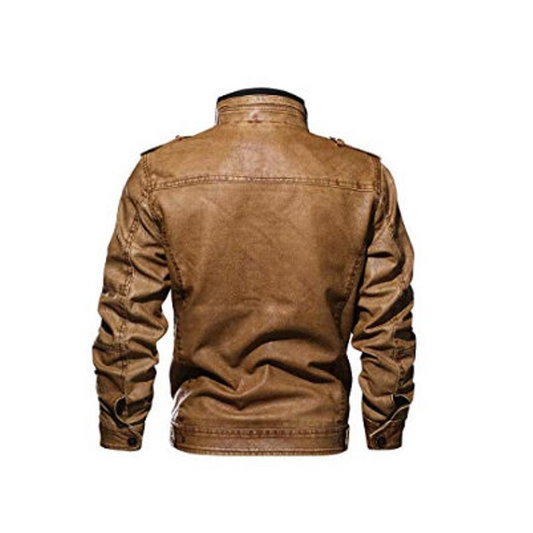 Men Brown Cafe Racer Leather Jacket