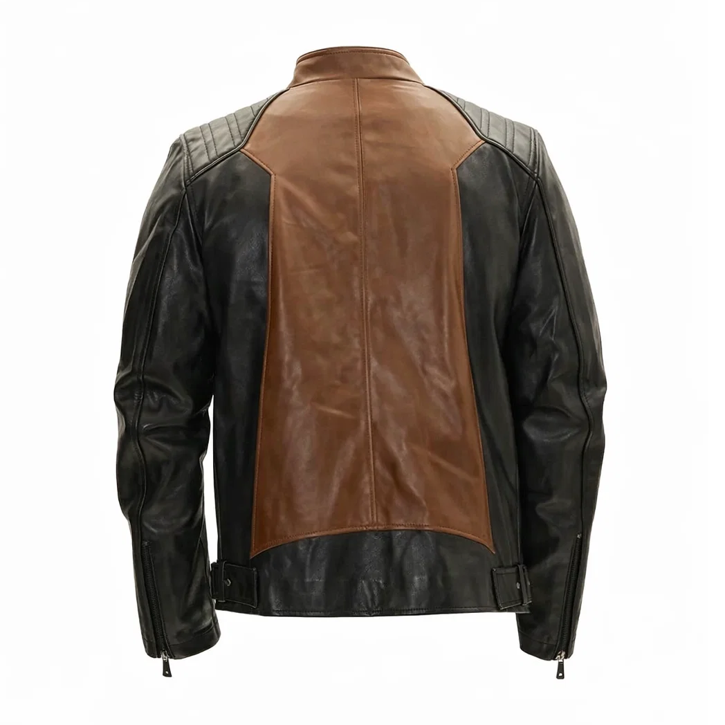 Men’s Roadster Black and Brown Leather Jacket