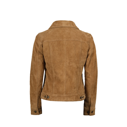 Women’s Light Brown Suede Trucker Jacket