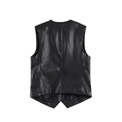 Men’s Black Faux Leather Vest