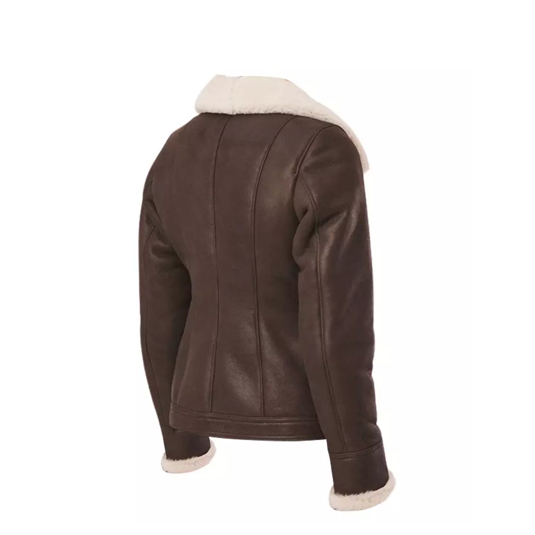 Women Brown B3 RAF Aviator Shearling Jacket
