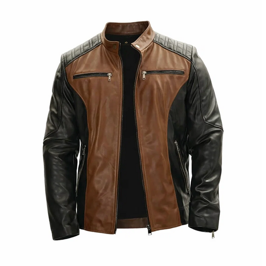 Men’s Roadster Black and Brown Leather Jacket