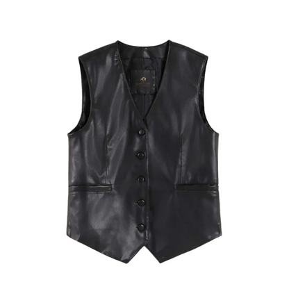 Men’s Black Faux Leather Vest