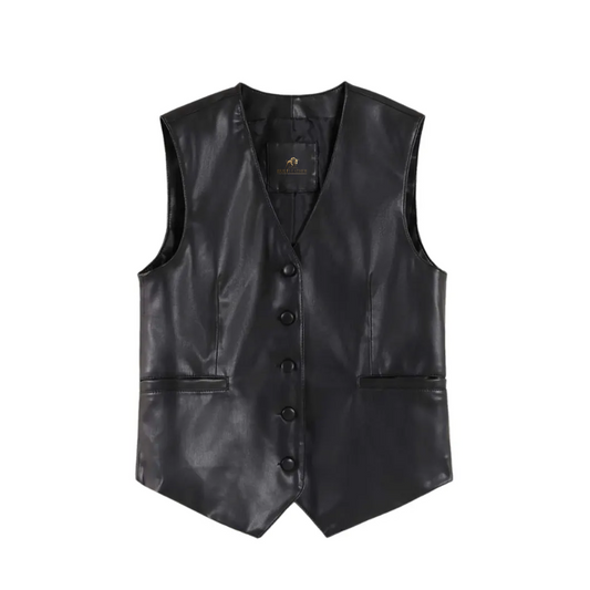 Men’s Black Faux Leather Vest