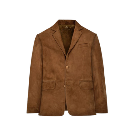Mens Brown Suede Leather Blazer
