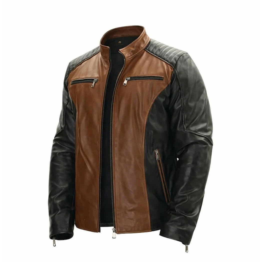 Men’s Roadster Black and Brown Leather Jacket
