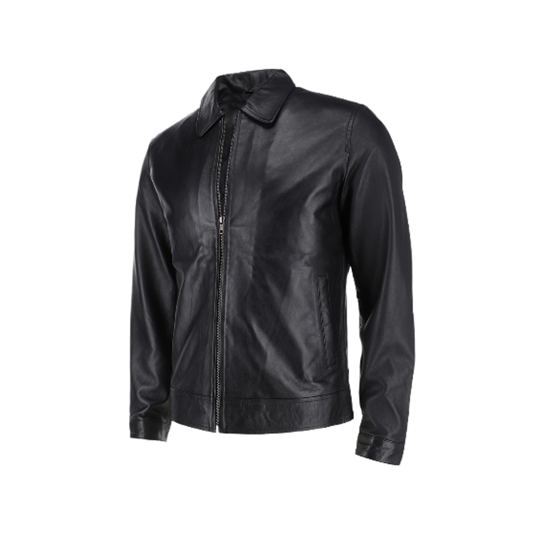 Men’s Harrison Black Harrington Leather Jacket