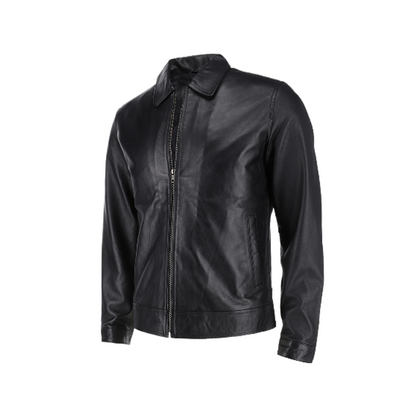 Men’s Harrison Black Harrington Leather Jacket