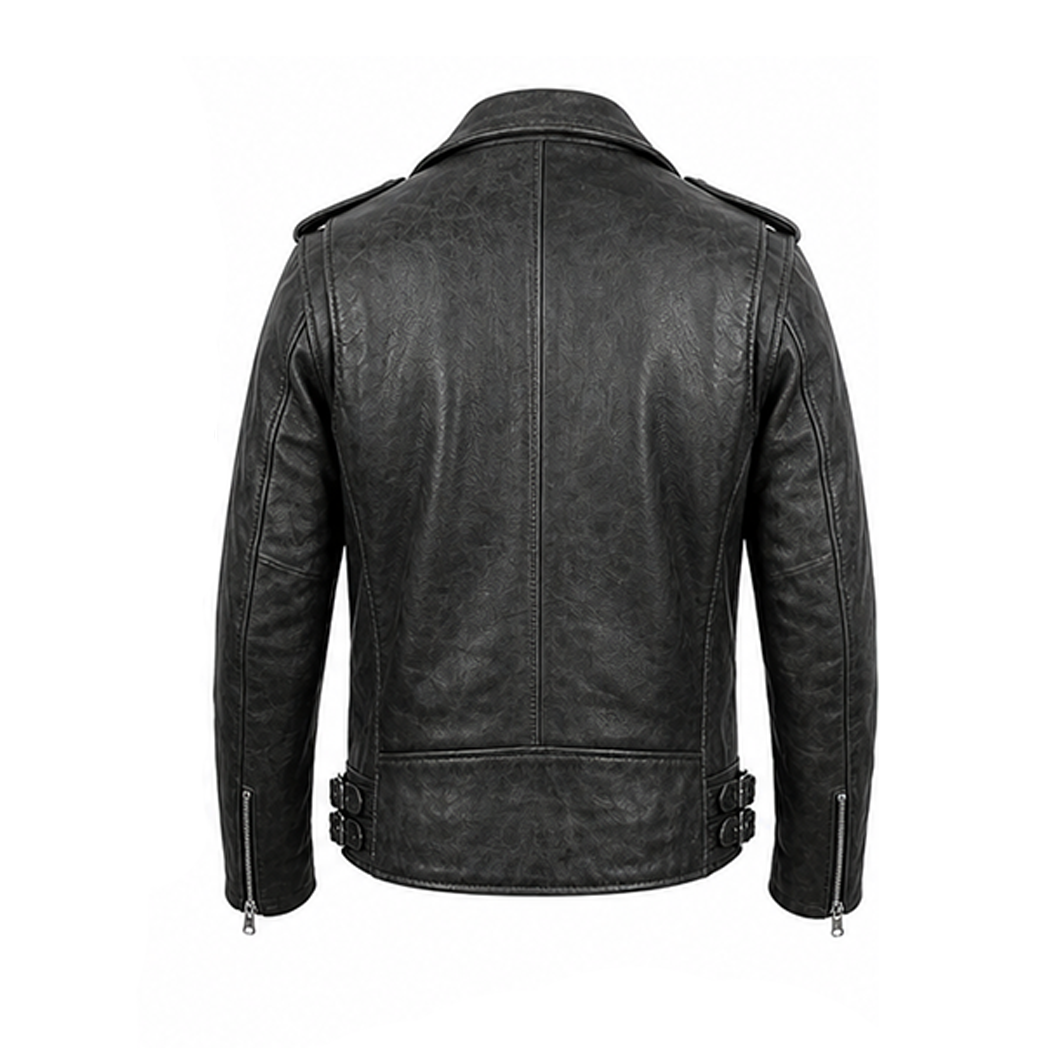Mens Lambskin Motorcycle Charcoal Grey Leather Jacket