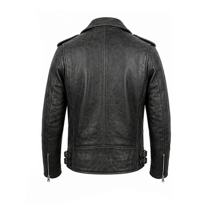 Mens Lambskin Motorcycle Charcoal Grey Leather Jacket