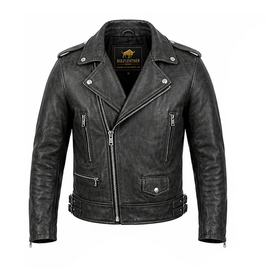 Mens Lambskin Motorcycle Charcoal Grey Leather Jacket