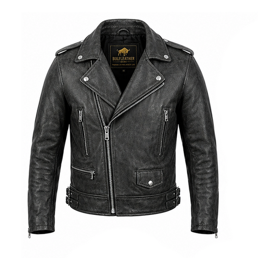 Mens Lambskin Motorcycle Charcoal Grey Leather Jacket