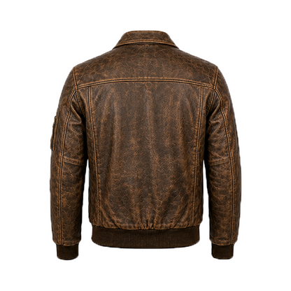 Men’s Stylish Distressed Brown Bomber Leather Jacket