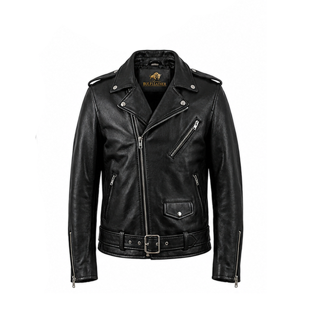 Mens Lambskin Motorcycle Black Leather Jacket