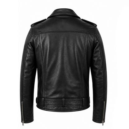 Mens Lambskin Motorcycle Black Leather Jacket