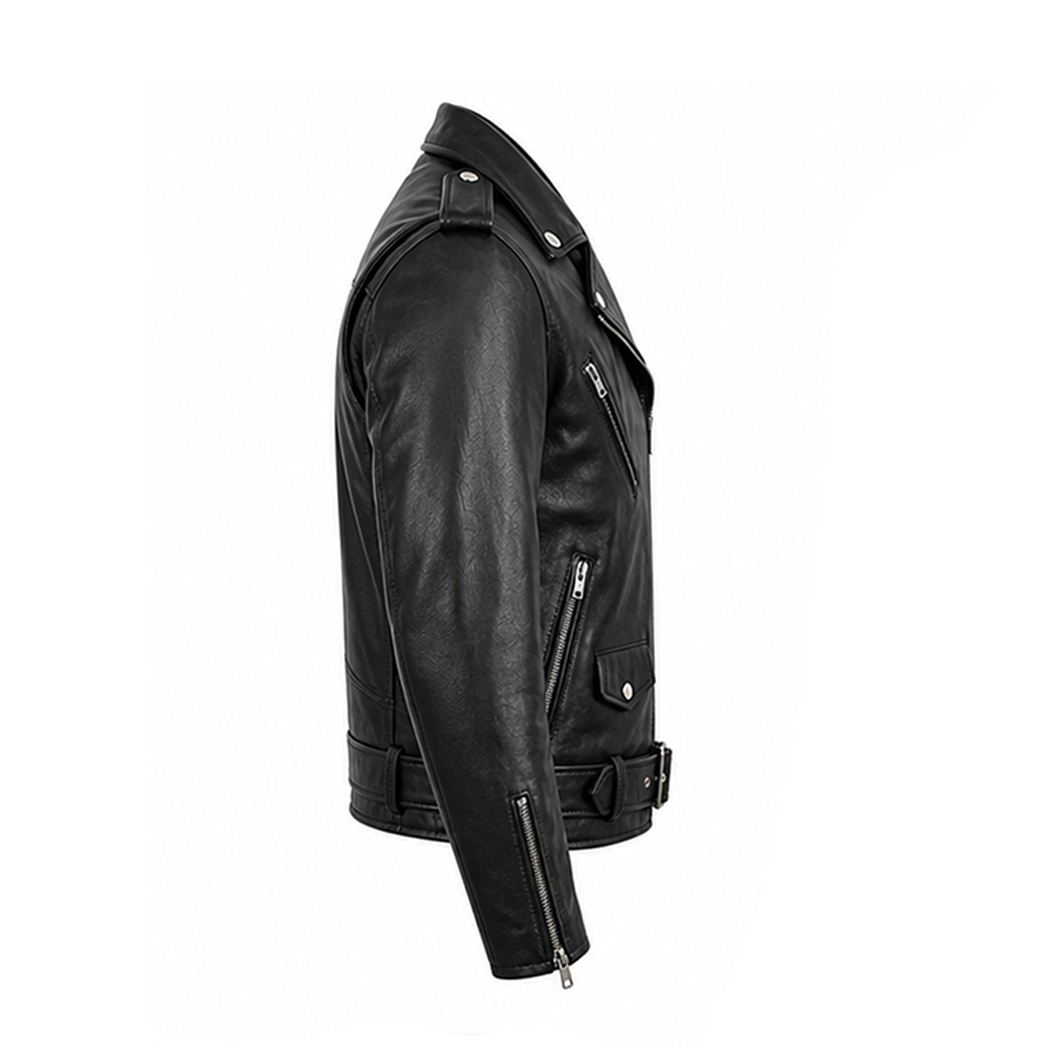 Mens Lambskin Motorcycle Black Leather Jacket