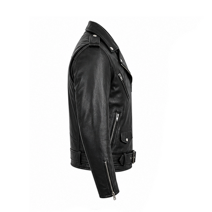 Mens Lambskin Motorcycle Black Leather Jacket