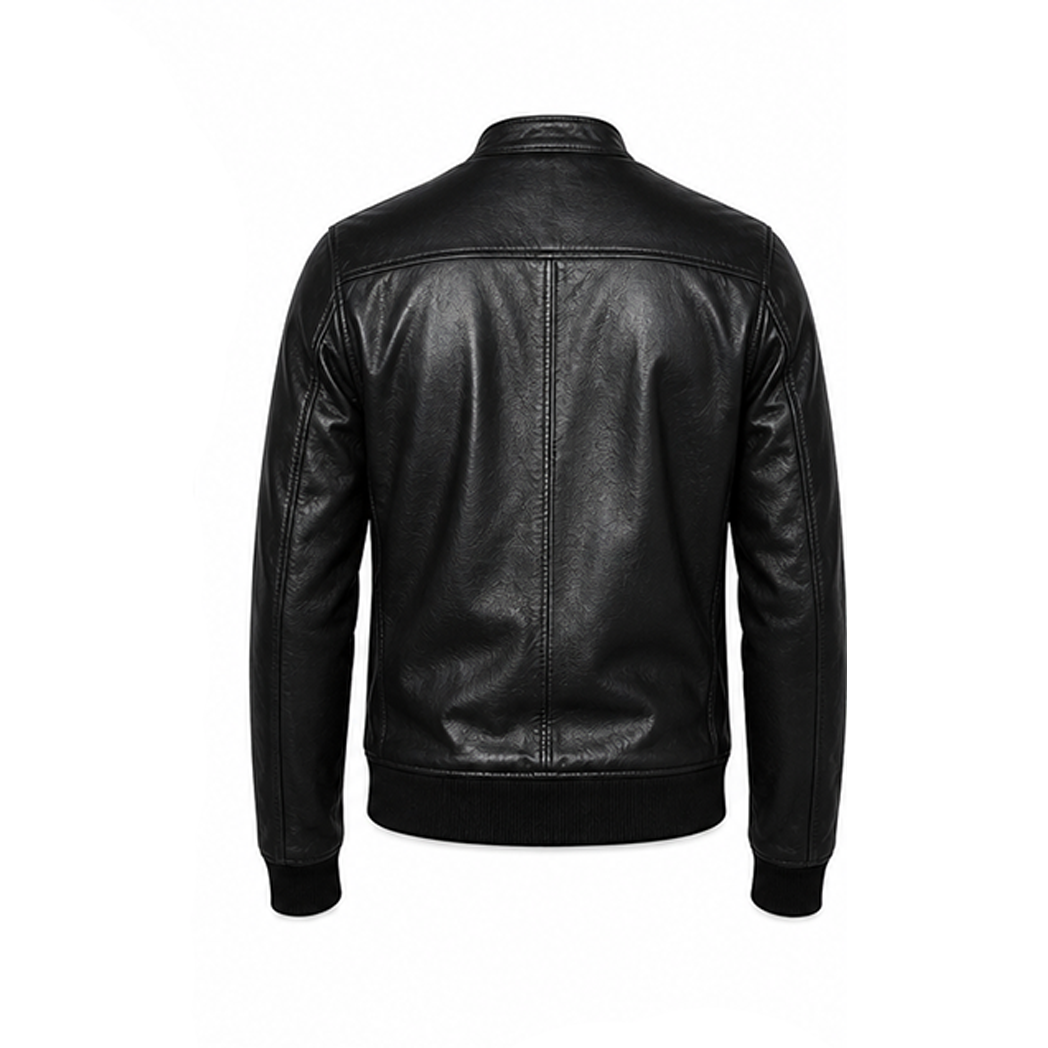 Men’s Stylish Black Bomber Leather Jacket