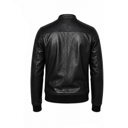 Men’s Stylish Black Bomber Leather Jacket