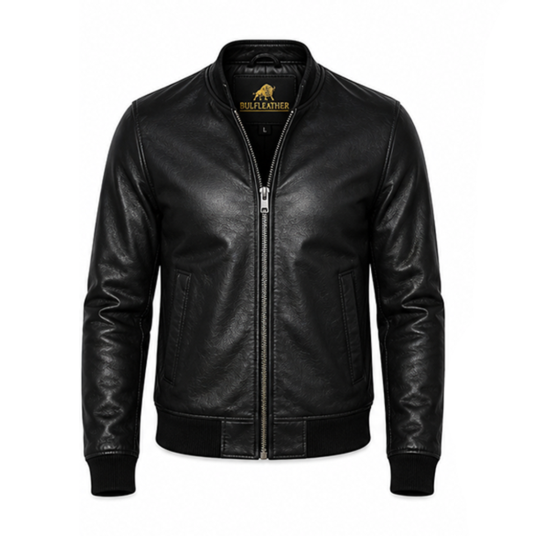 Men’s Stylish Black Bomber Leather Jacket