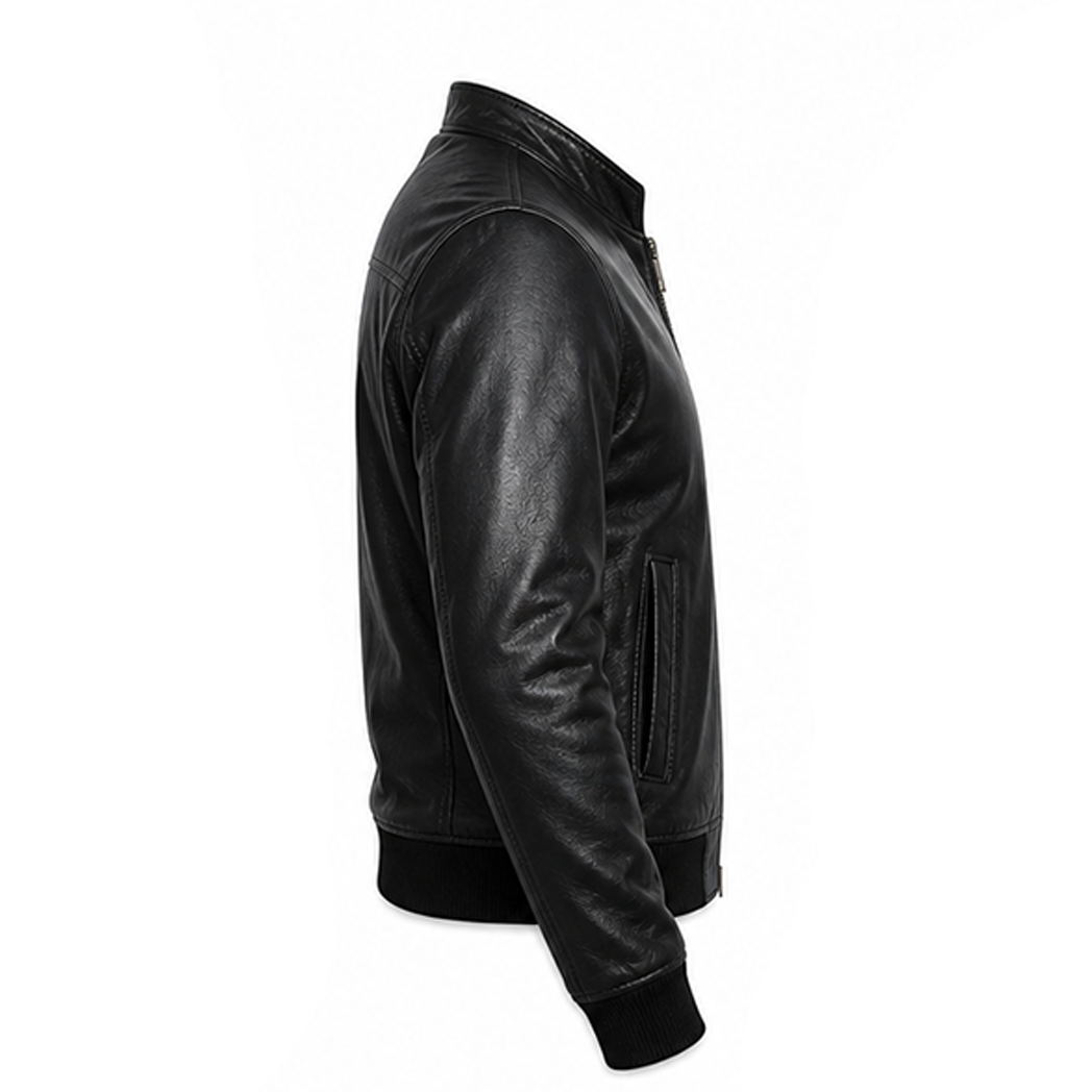 Men’s Stylish Black Bomber Leather Jacket