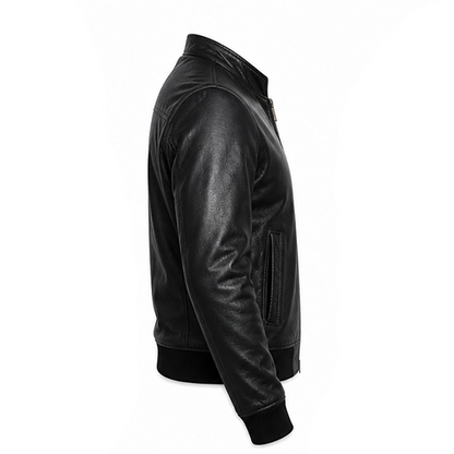 Men’s Stylish Black Bomber Leather Jacket