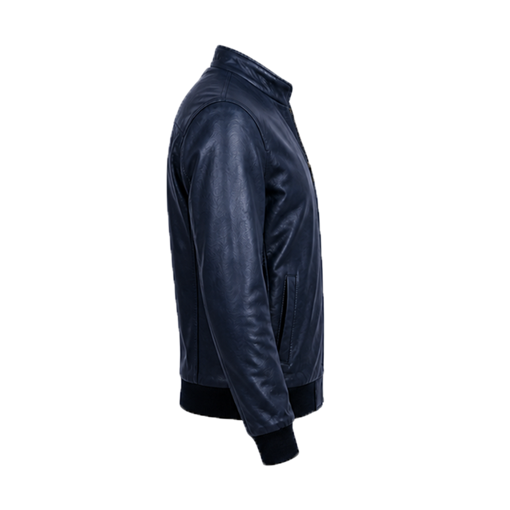 Men’s Stylish Blue Bomber Leather Jacket