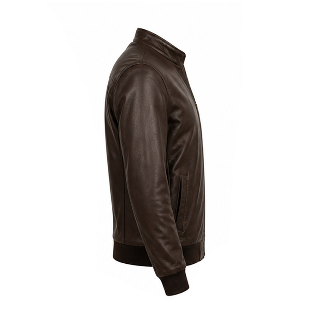 Men’s Stylish Brown Bomber Leather Jacket