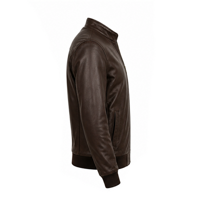 Men’s Stylish Brown Bomber Leather Jacket