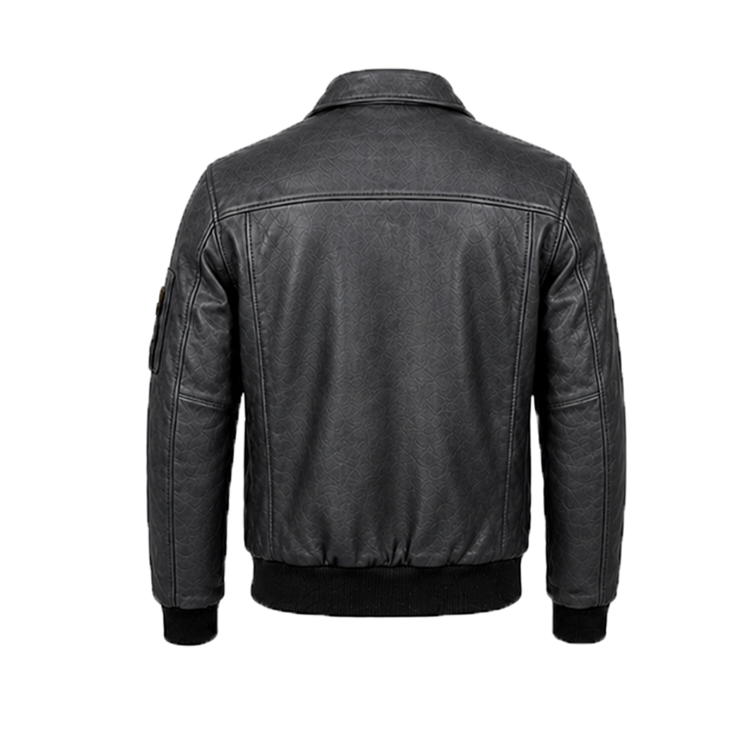 Men’s Stylish Grey Bomber Leather Jacket