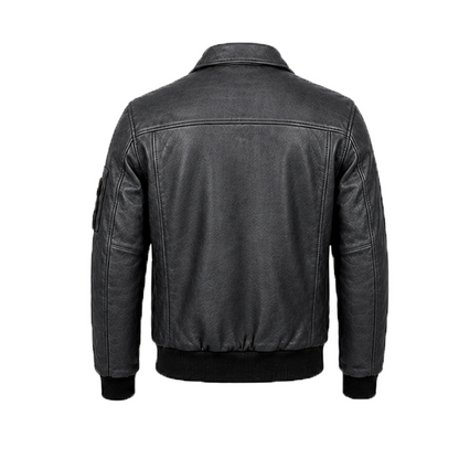 Men’s Stylish Grey Bomber Leather Jacket