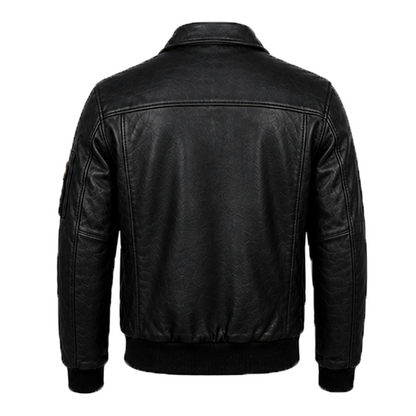 Men’s Stylish Jet Black Bomber Leather Jacket