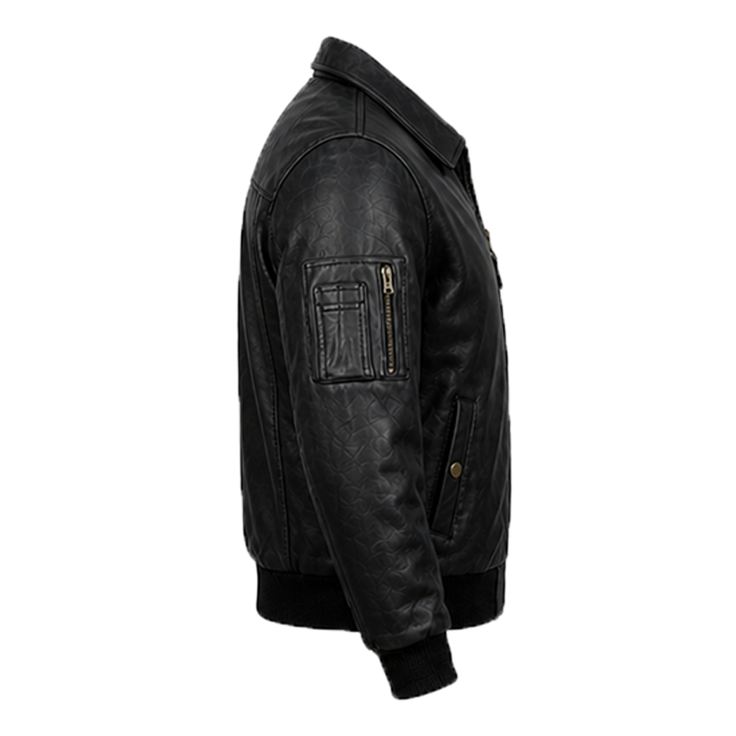 Men’s Stylish Jet Black Bomber Leather Jacket