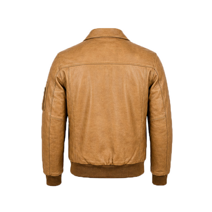 Men’s Stylish Brown Bomber Leather Jacket
