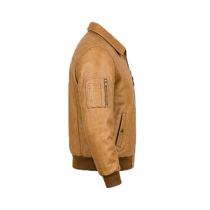 Men’s Stylish Brown Bomber Leather Jacket