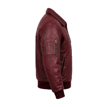 Men’s Stylish Red Bomber Leather Jacket